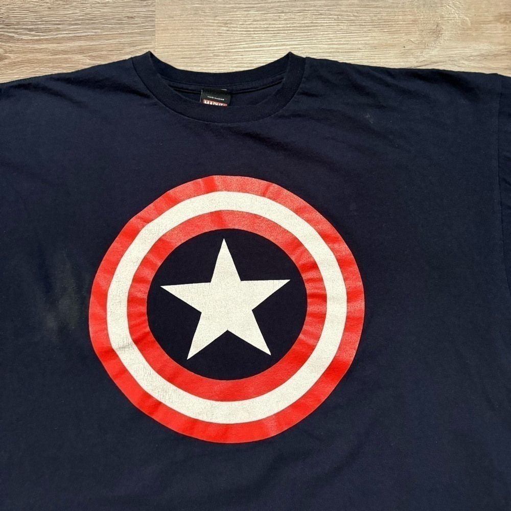 Marvel Captain America Mad Engine navy red t shirt men’s XXL 2XL 00s - Picture 2 of 6